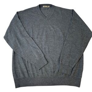 Raffi Linea Uomo Sweater Mens 2XLT Gray 100% Extrafine Merino Wool V-Neck